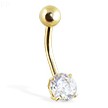 14K Gold Belly Ring With Gem