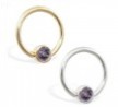 14K Gold captive bead ring with Alexandrite