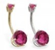 14K Gold double jeweled Ruby belly ring
