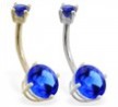 14K Gold double jeweled Sapphire belly ring