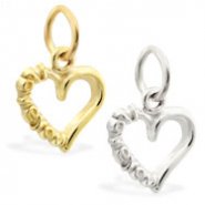 14K Gold heart charm with "I Love You"