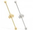 14K Gold Industrial Straight Barbell With Bumble Bee Charm