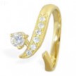 14K Gold Jeweled Toe Ring With Round CZ