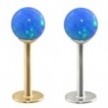 14K Gold Labret with Blue Opal Balls