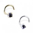 14K Gold Nose Screw with 2mm Round Cabochon Iolite