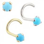 14K Gold Nose Screw with 2mm Round Turquoise