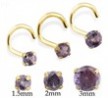 14K Gold Nose Screw With Round Alexandrite