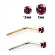 14K Gold Purple Diamond Nose Pin