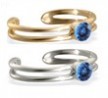 14K gold toe ring with single Blue Zircon gem