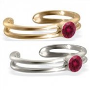 14K gold toe ring with single Ruby gem