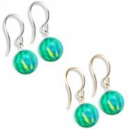 14K (Nickle Free) Gold Opal Earrings, Green