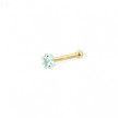14K Real Yellow Gold Nose Bone With Square Gem, 20 Ga