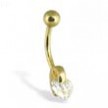 14K Yellow Gold Belly Button Ring With Heart