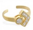 14K Yellow Gold Toe Ring With Round CZ And Jeweled V