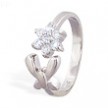 .925 sterling silver toe ring with butterfly and jeweled flower