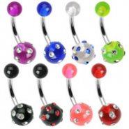 Acrylic UV belly ring with multiple gems