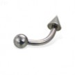 Ball and cone titanium curved barbell, 12 ga