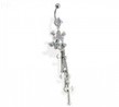 Belly button ring with dangling skull and crosses