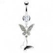 Belly ring with dangling butterflies