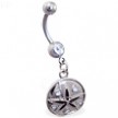 Belly ring with dangling flower shell