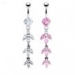 Belly ring with dangling jeweled pedals