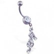 Belly ring with dangling music notes