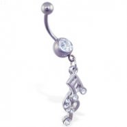 Belly ring with dangling music notes