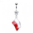 Belly Ring with Dangling Polish Flag
