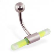 Belly ring with glow stick holder
