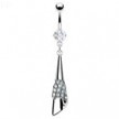 Belly ring with jeweled cone dangle