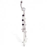 Belly ring with long dangling chains with crosses