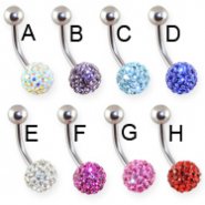 Belly ring with multi crystal paved ball