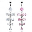 Belly ring with multi dangling jeweled bows