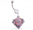 Belly Ring with official licensed MLB charm, New York Yankees