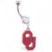 Belly Ring with official licensed NCAA charm, Oklahoma University Sooners