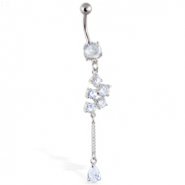 Belly ring with Pretty Dangling Tear Drop