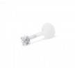 Bioplast Push-In Labret Stud With 4-Prong Round Gem,Length/Stone Size,10Mm (3/8") Length With 3Mm St