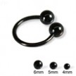 Black circular barbell with balls, 14 ga
