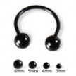 Black circular barbell with balls, 16 ga