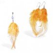 Burnt Orange Feather Belly Ring and Earring Set