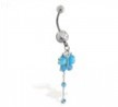 Butterfly Belly button ring with dangling jeweled chains