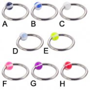 Captive bead ring with 4-section glitter ball, 14 ga