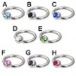 Captive bead ring with jeweled ball, 12 ga