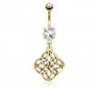 Celestial Knot Dangle Surgical Steel Over Gold Tone Navel Ring
