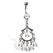 Chandelier belly button ring with dangling stones
