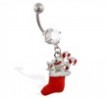 Christmas Belly Ring with Dangling Stocking