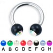 Circular barbell with acrylic jeweled balls, 12 ga