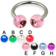 Circular barbell with acrylic jeweled balls, 14 ga
