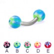 Curved barbell with acrylic star balls, 12 ga
