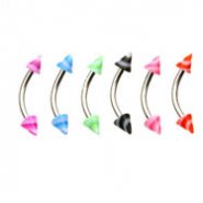 Curved barbell with acrylic swirl cones, 16 ga